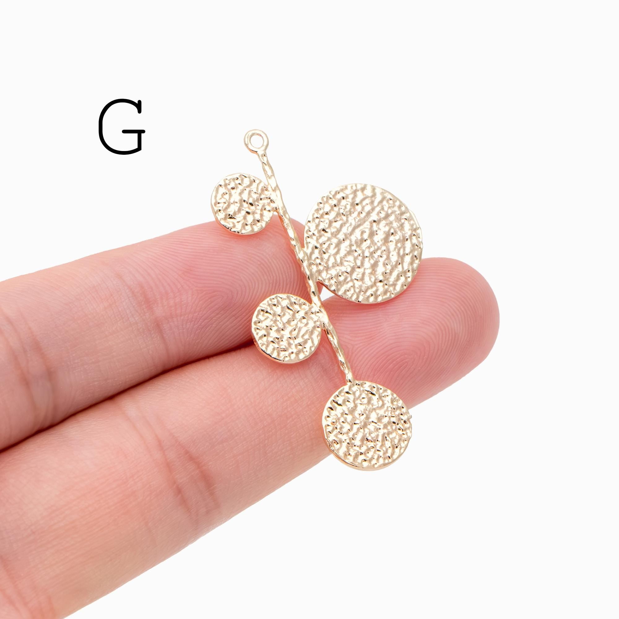 10pcs Gold/ Silver Tone Branch Connectors , Real Gold/ Rhodium plated Brass, Branch Pendants with Two Loops (GB-3622)